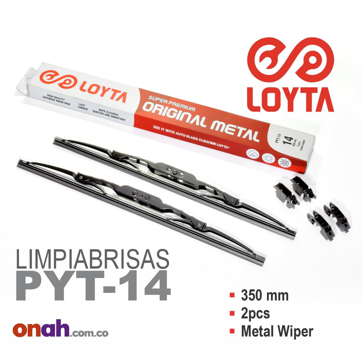 Loyta PYT-14 Original - Plumillas limpiaparabrisas de 14 pulgadas, paquete x2