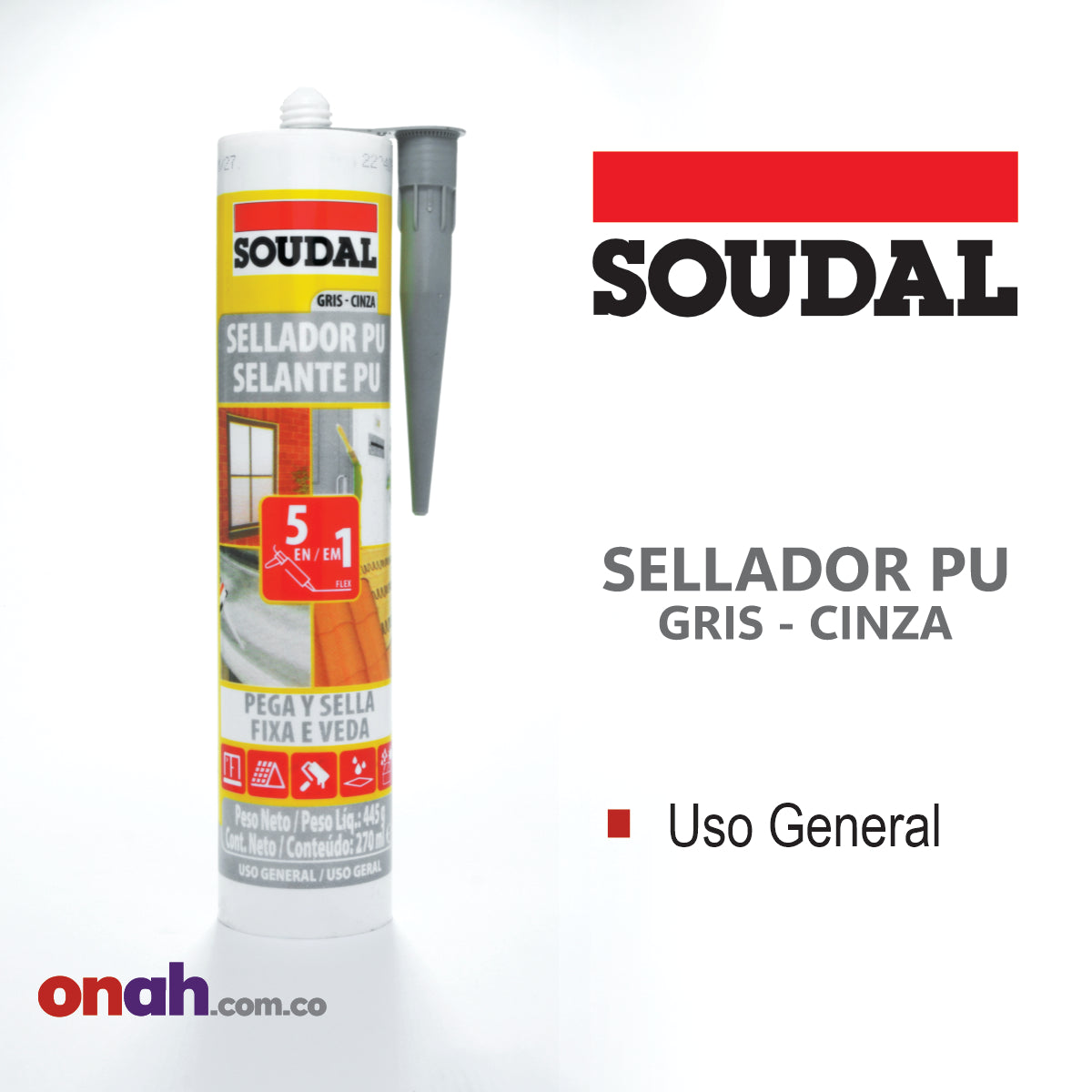 SOUDAL - SELLADOR PU - GRIS CINZA