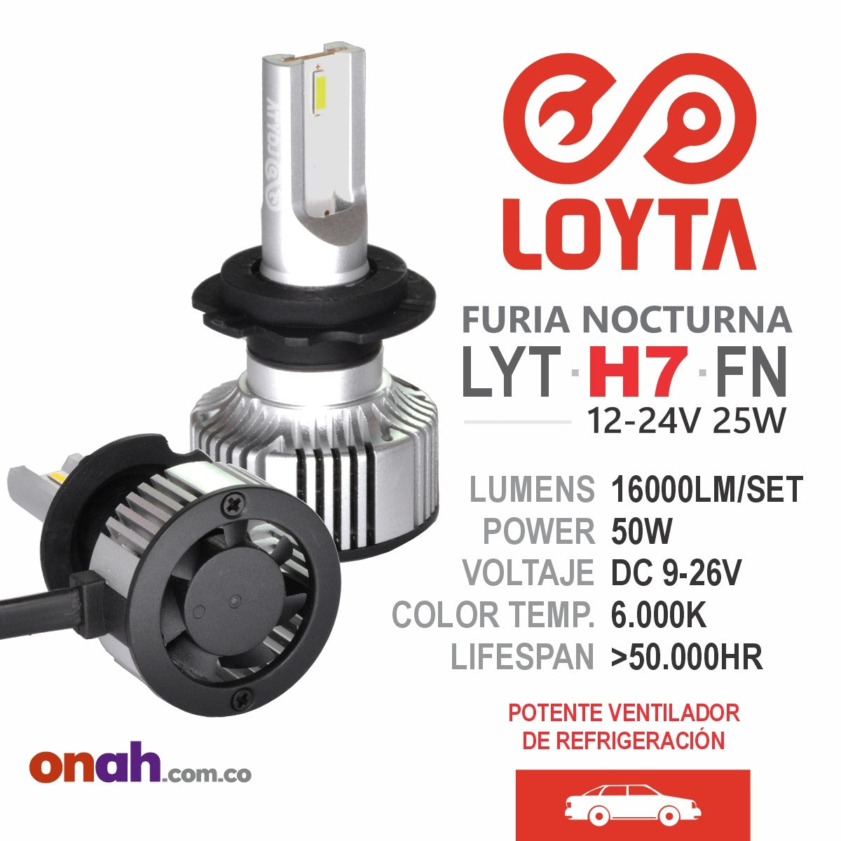 Bombillos LOYTA LED H7 FURIA NOCTURNA 12-24V 25W PX26D