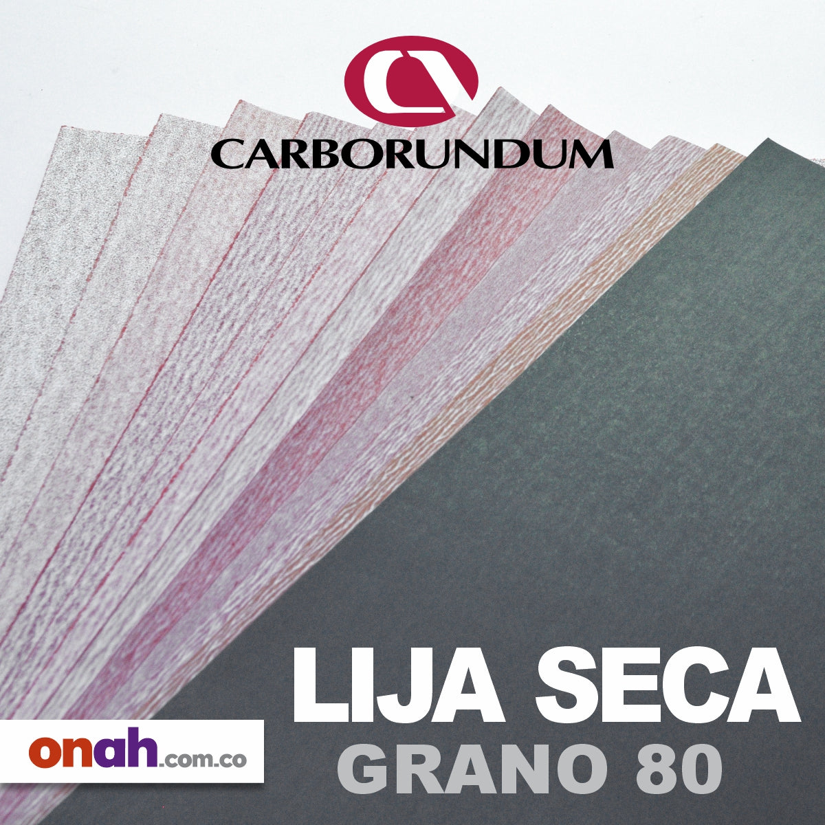 Carborumdum Lija Seca Roja Grano 80. Pliego