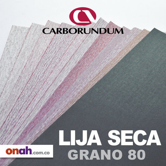 Carborumdum Lija Seca Roja Grano 80. Pliego