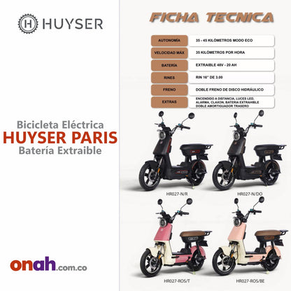 Bicicleta Eléctrica Huyser Paris - Batería Extraíble
