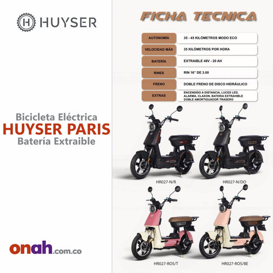 Bicicleta Eléctrica Huyser Paris - Batería Extraíble