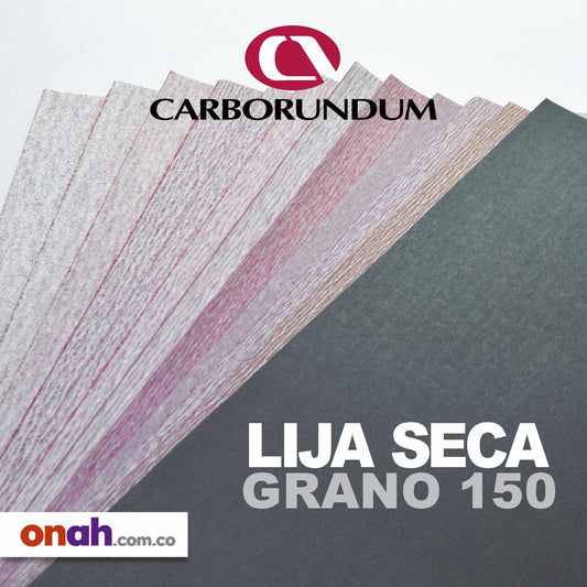 Carborumdum Lija Seca Roja Grano 150. Pliego