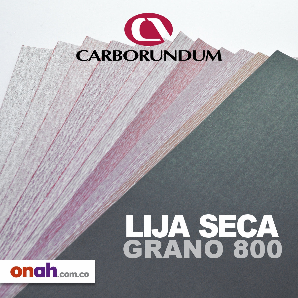 Carborumdum Lija Seca Roja Grano 800. Pliego