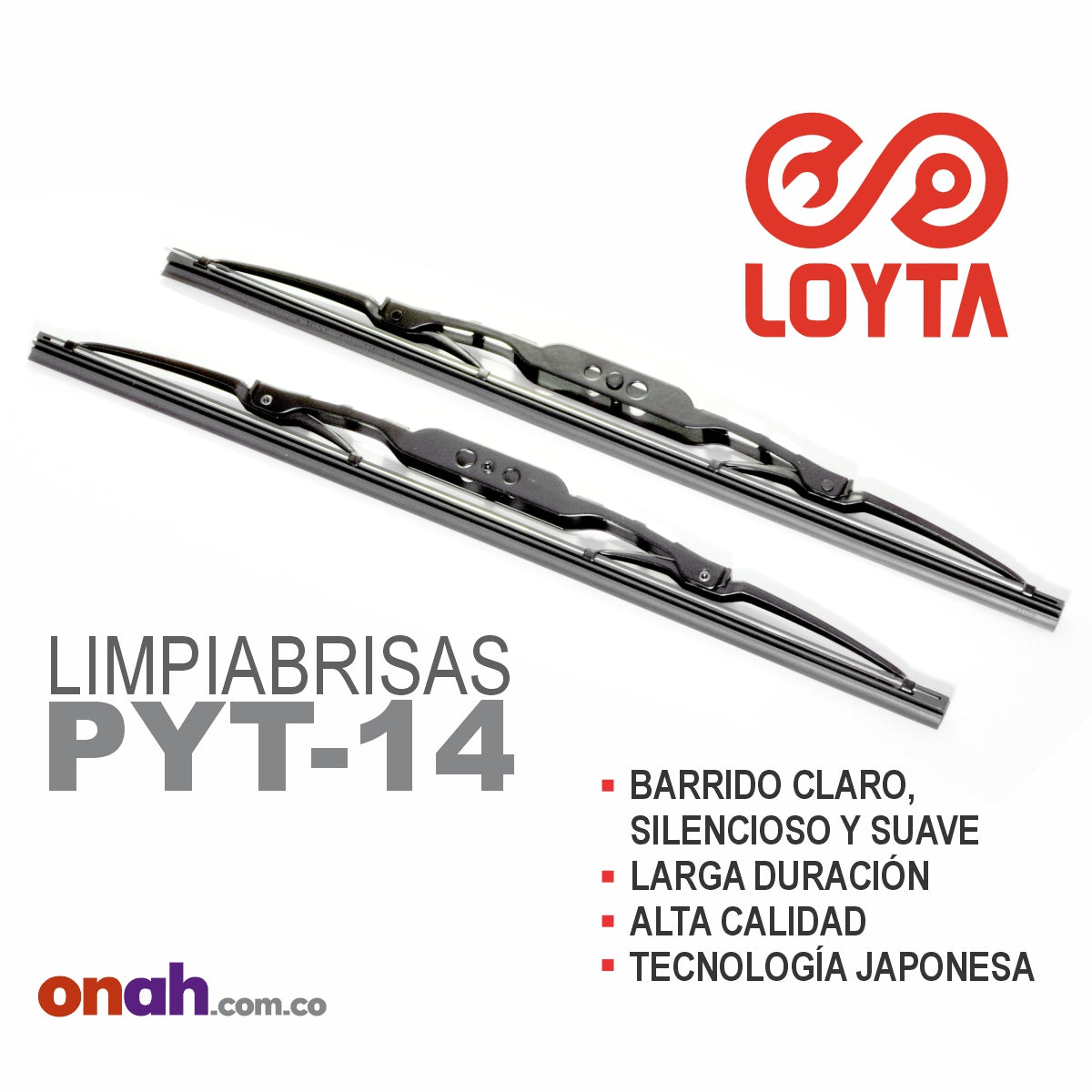 Loyta PYT-14 Original - Plumillas limpiaparabrisas de 14 pulgadas, paquete x2