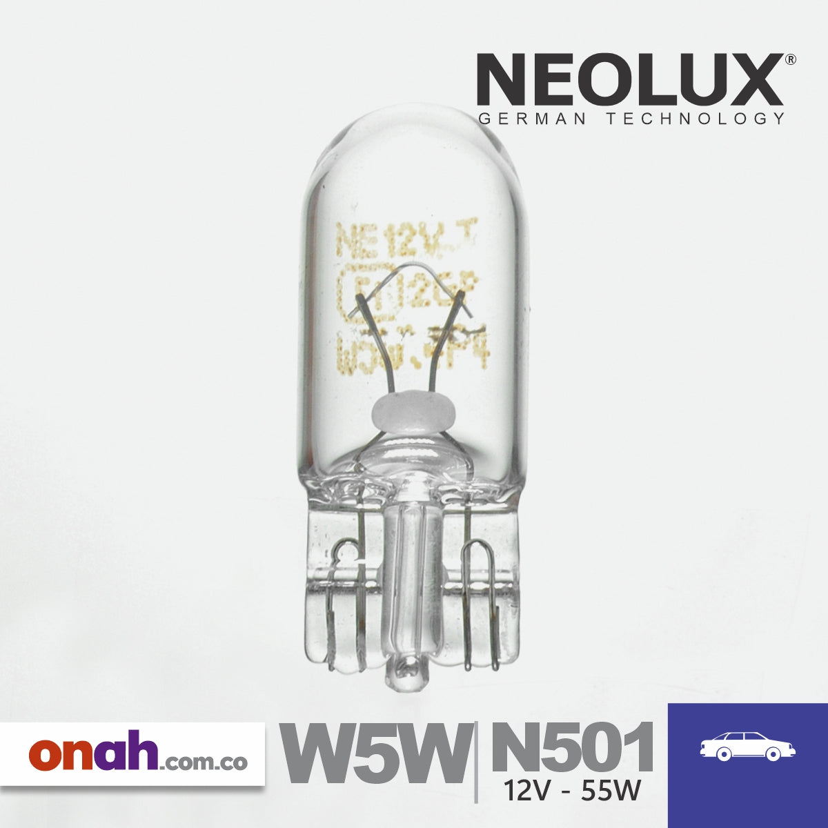 Bombillos Neolux Halógenos W5W N501 12V 5W ECE R37 - UNIDAD