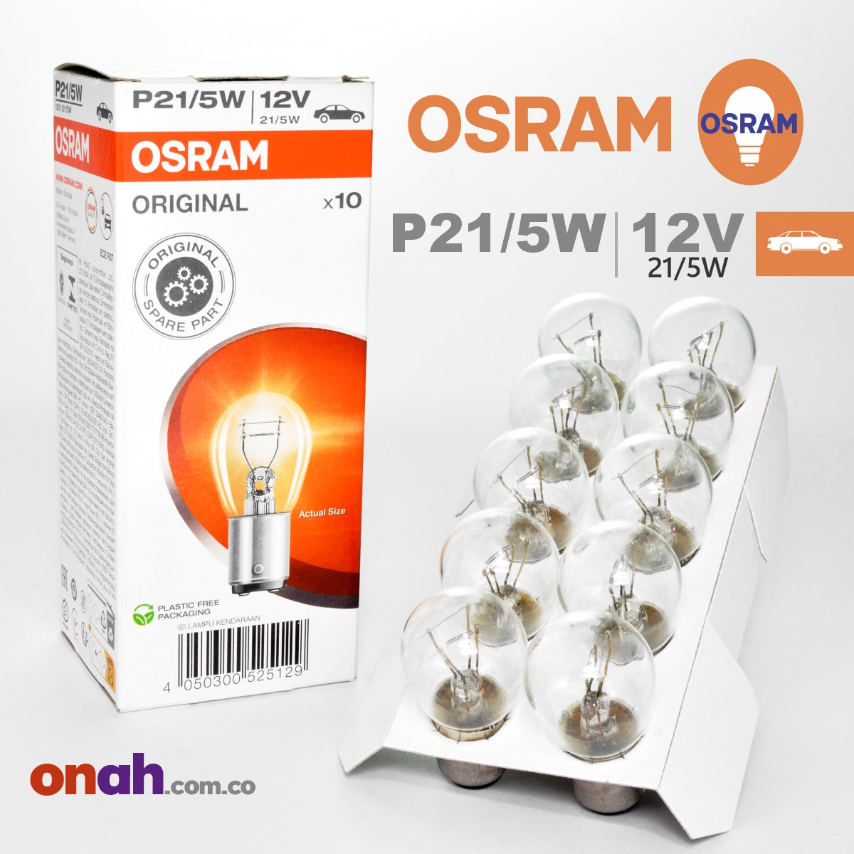 Bombillos Osram Halogeno 7507 12V 21W  AMBAR