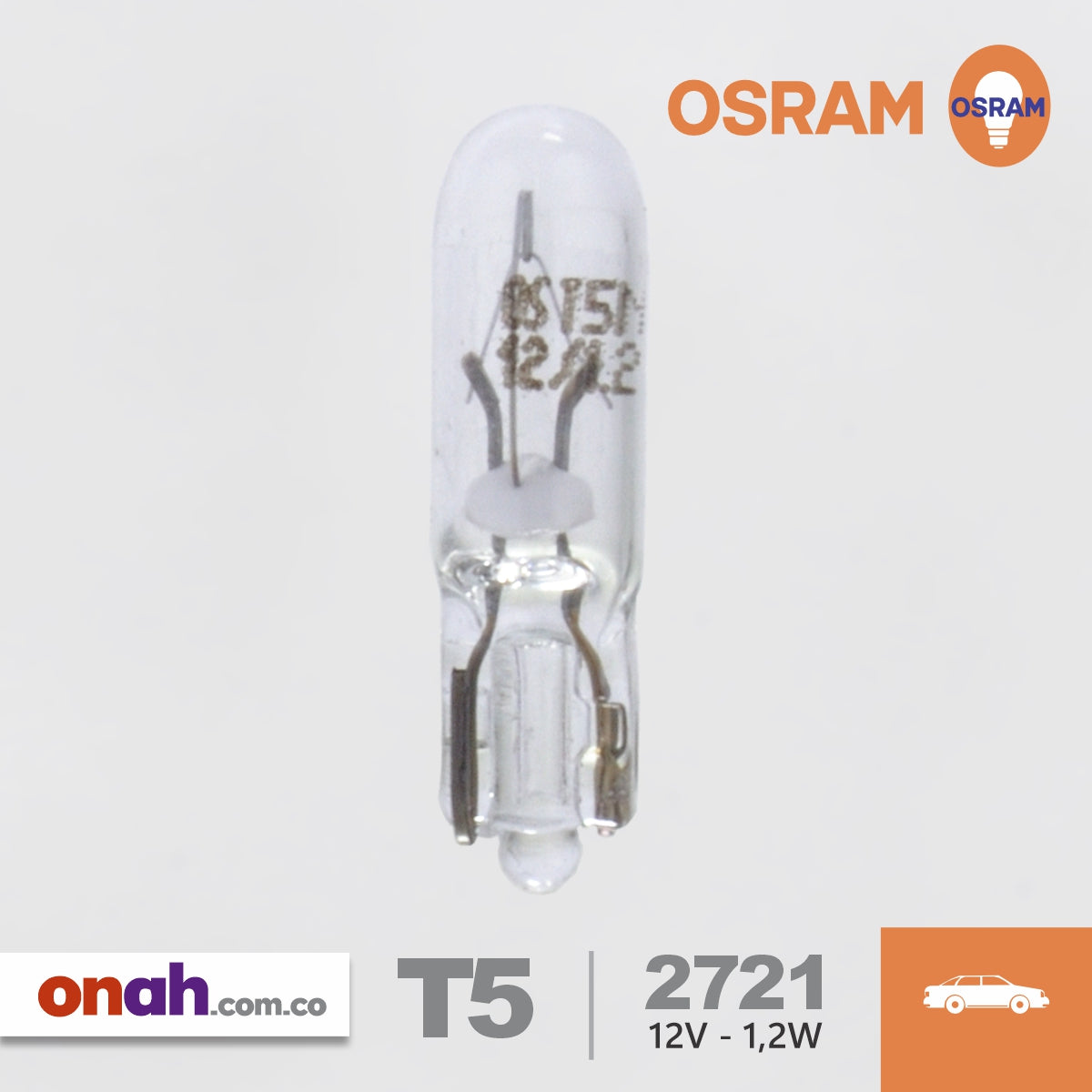 Bombillos Osram Halogeno W2X4.6d 2721 12V 1.2W