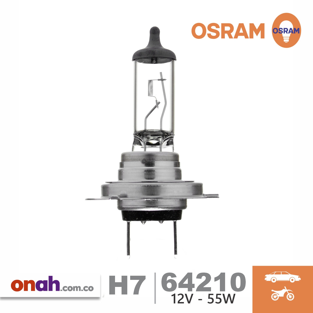 Bombillos Osram Halógeno H7 64210 PX26d 12V 55W STANDAR