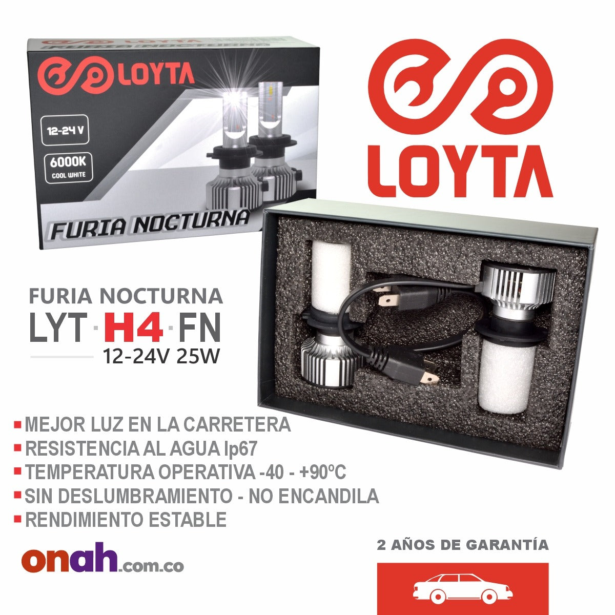 Bombillos LOYTA LED H4 FURIA NOCTURNA 12-24V 25W P43