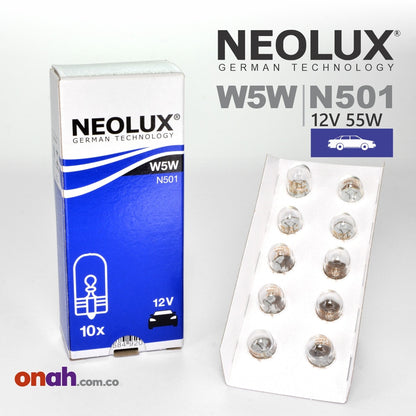 Bombillos Neolux Halógenos W5W N501 12V 5W ECE R37 - UNIDAD