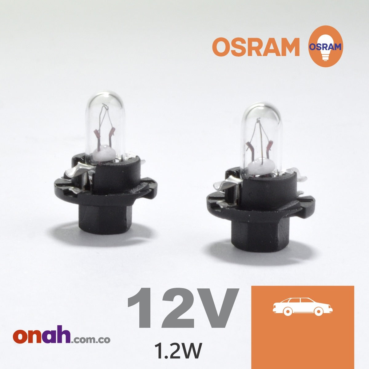 Bombillos Osram Halogeno W2X4,6D T5 12 V