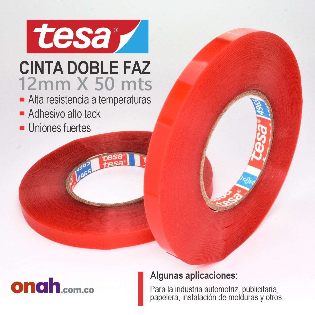 TESA DOBLE FAZ FILMICA 4965 12 MM X 50 M